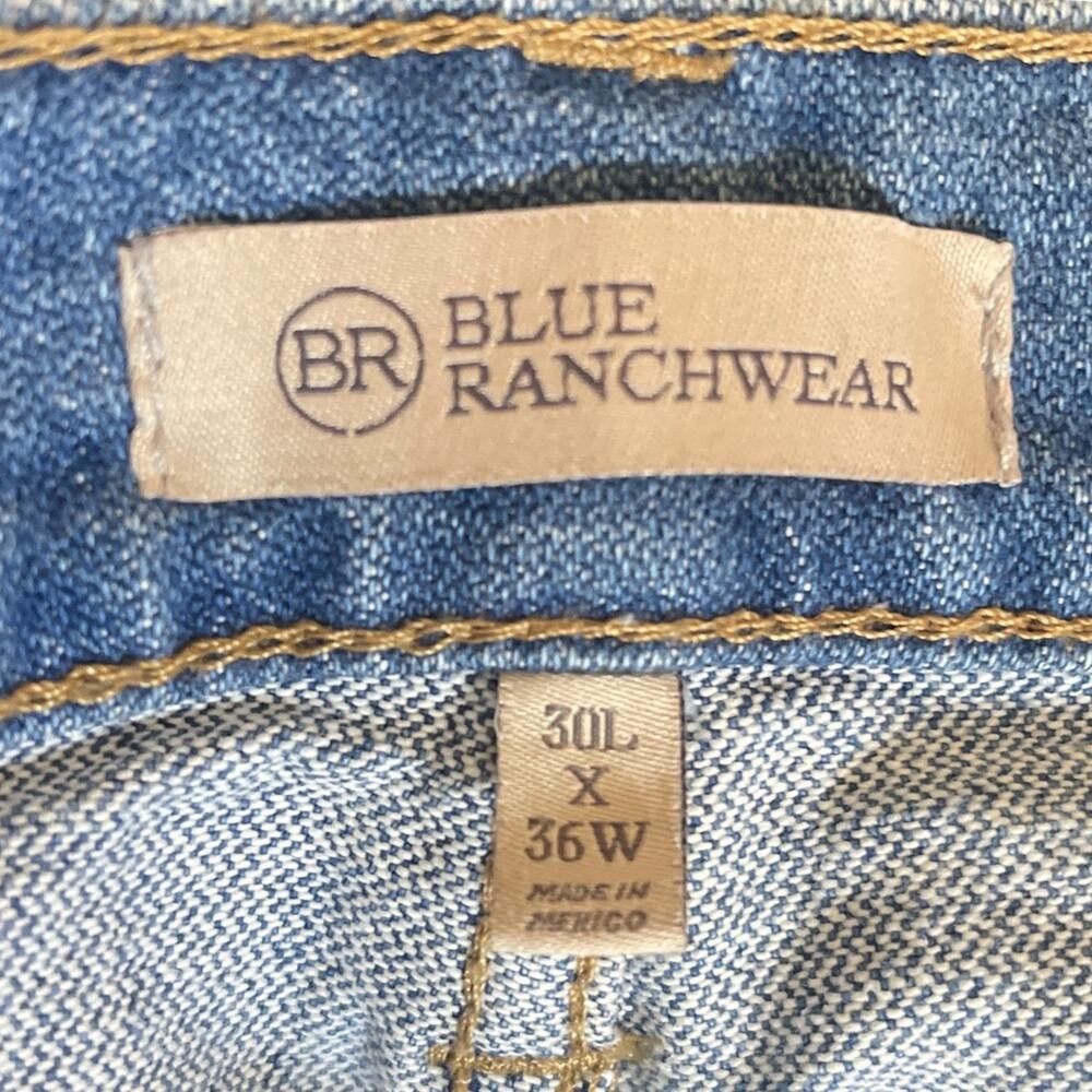 Blue Ranchwear Men's Bronc Rider Denim Regular Straight Jeans Size 36 X 30 - Picture 7 of 11